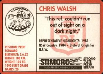 1991 Stimorol NRL #88 Chris Walsh Back